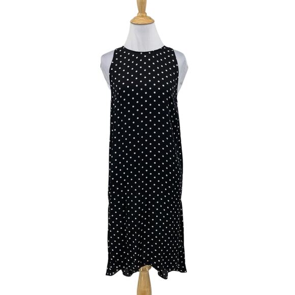Theory Dress Women 6 Black White Silk Adlerdale Haze Dot High Low Keyhole - Picture 1 of 15